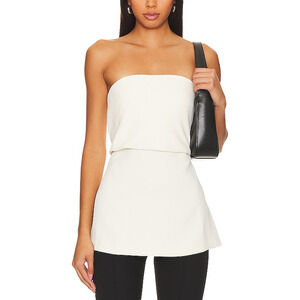 Rue Sophie 'Coeur' White Crepe Strapless Top Size L